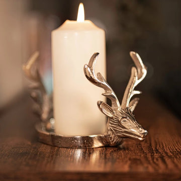 Dual Reindeer Head Candle Holder