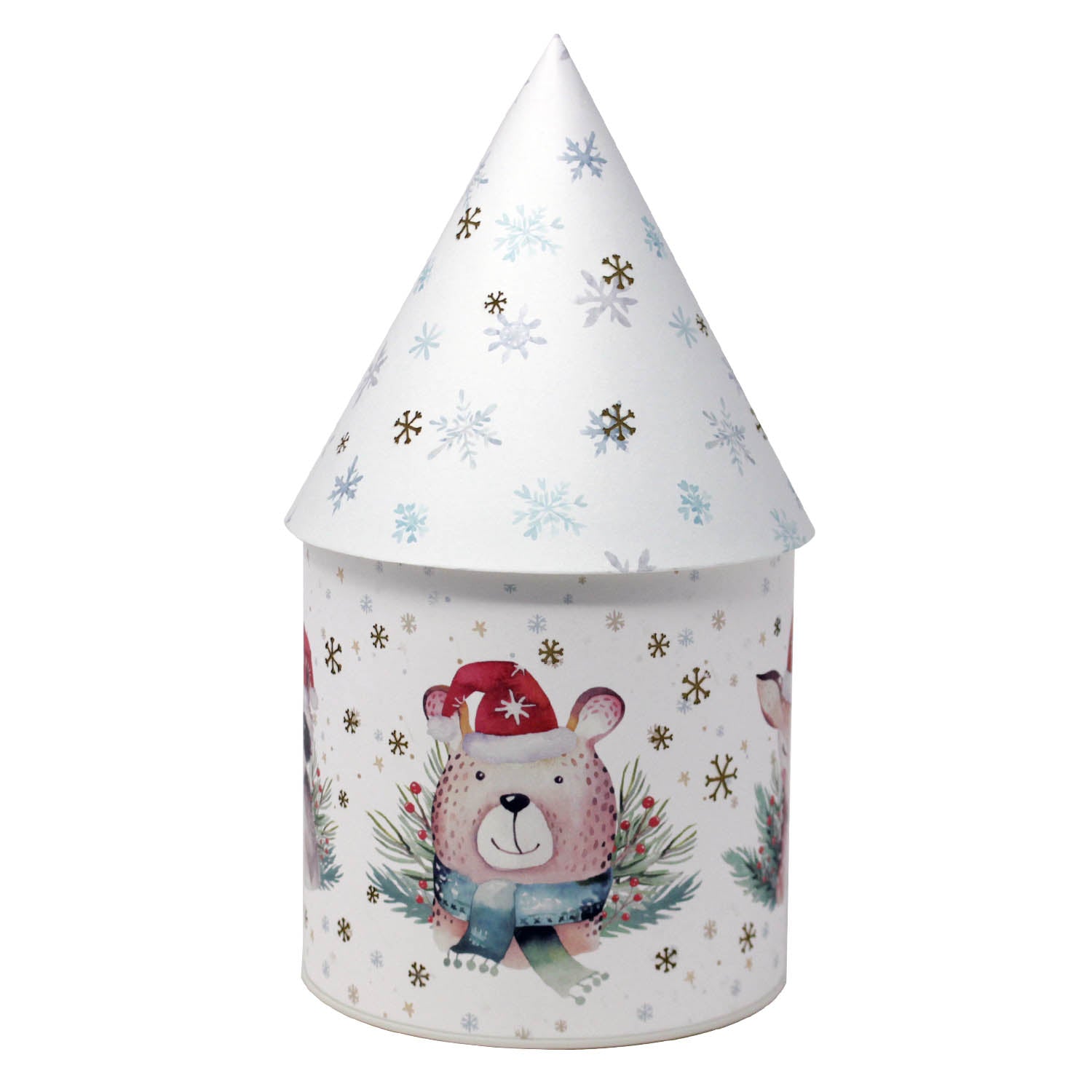 LED Light Up House 27.5cm - ANIMALS WITH SANTA HAT