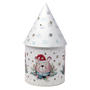 LED Light Up House 21cm - ANIMALS WITH SANTA HAT