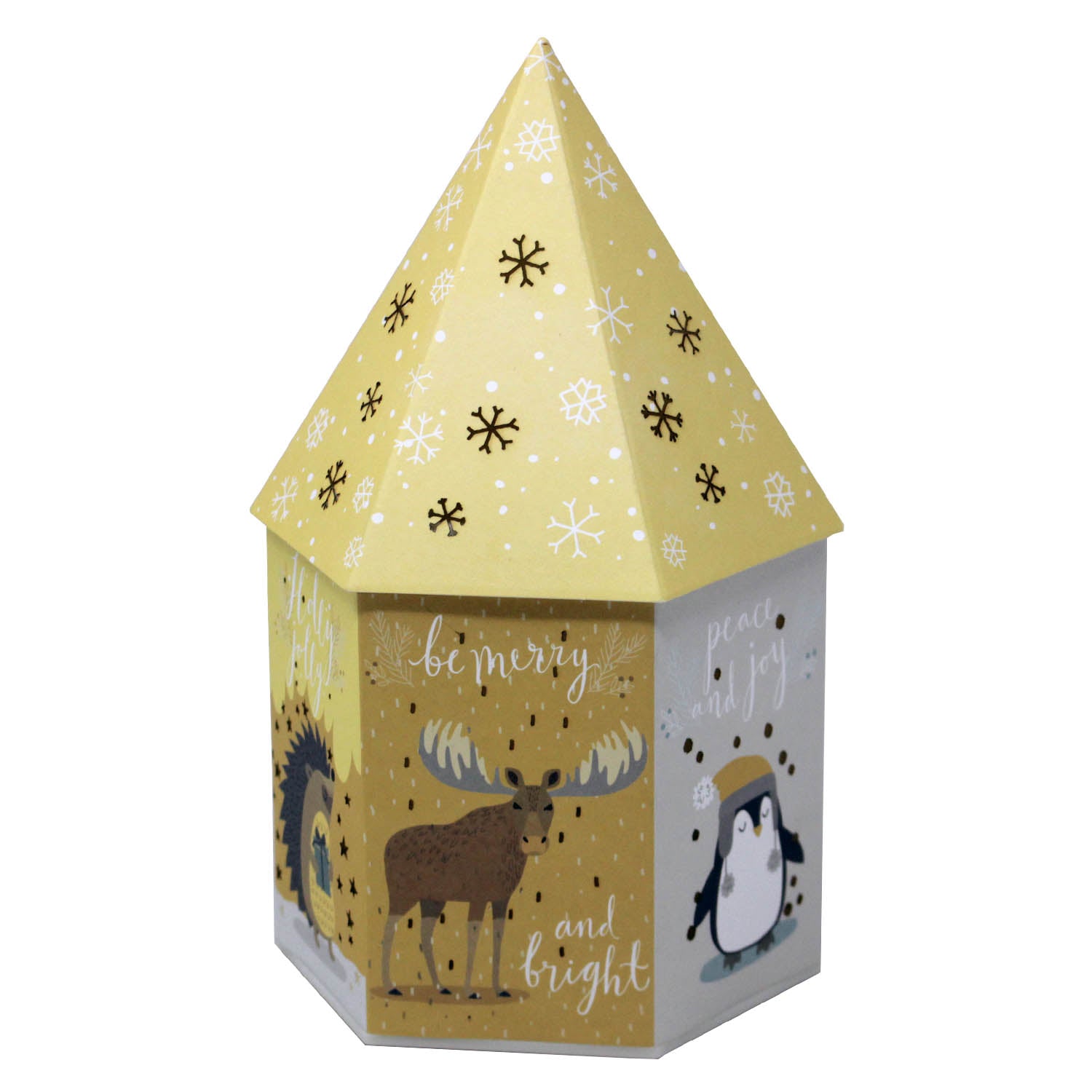 LED Hexagon Christmas Houses 21CM - YELLOW