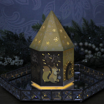 LED Hexagon Christmas Houses 21CM - YELLOW