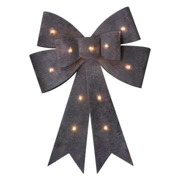 40cm LED Silver LightUp Door Bow