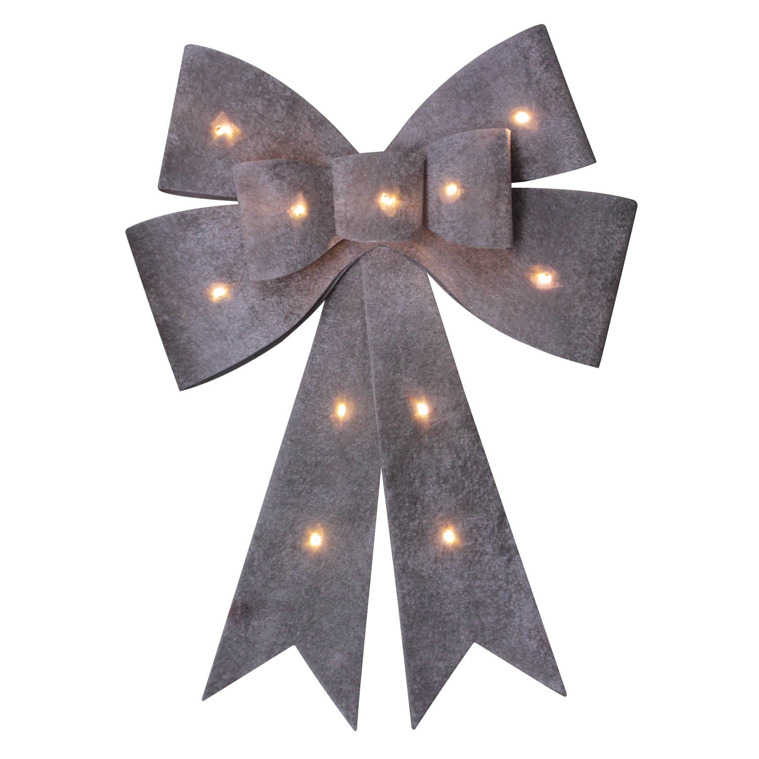 40cm LED Silver LightUp Door Bow