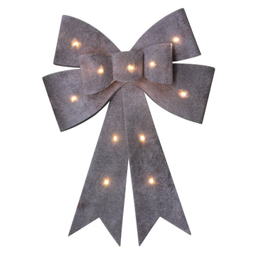 50cm LED Silver LightUp Door Bow