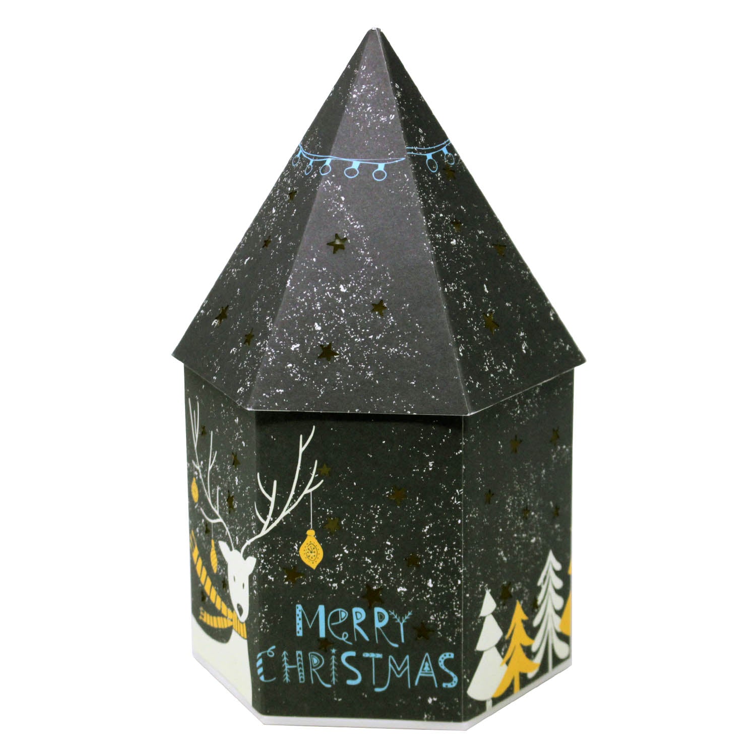 LED Hexagon Christmas Houses 21CM - BLACK