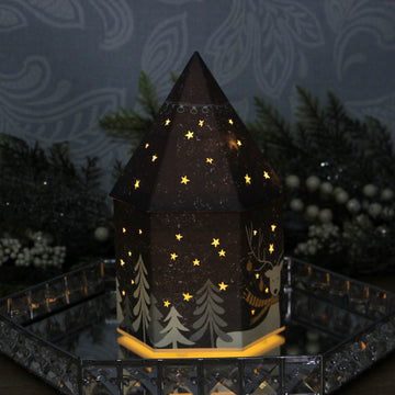 LED Hexagon Christmas Houses 21CM - BLACK