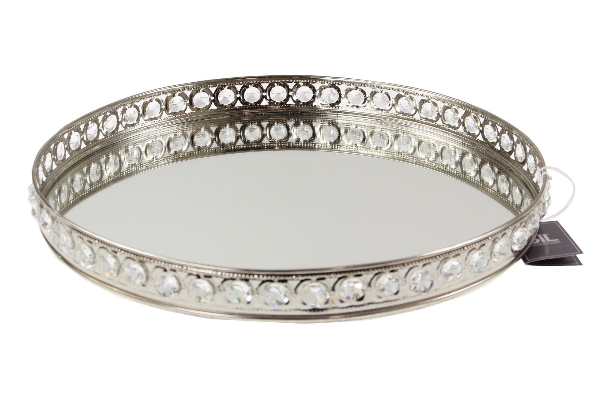 Mirror Oval Tealight Candle Tray Silver