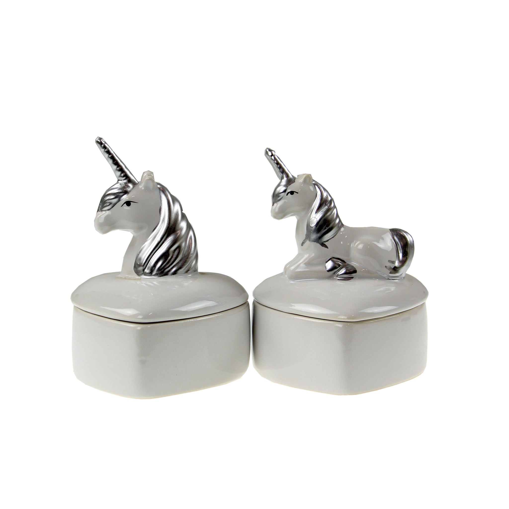 Set of 2 Ceramic Unicorn Trinkets Jewellery Storage
