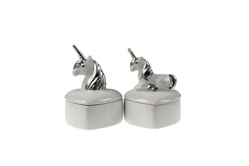 Set of 2 Ceramic Unicorn Trinkets Jewellery Storage