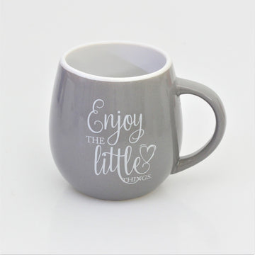 450ml Enjoy the Little Things Text Grey Mug