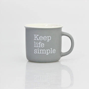 350ml Rounded Grey Keep Life Simple Text Mug