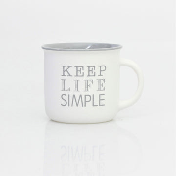 350ml Round White Keep Life Simple Text Mug