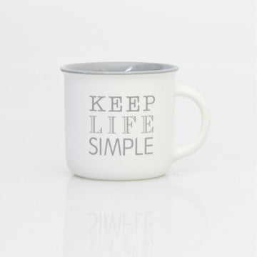 350ml Round White Keep Life Simple Text Mug