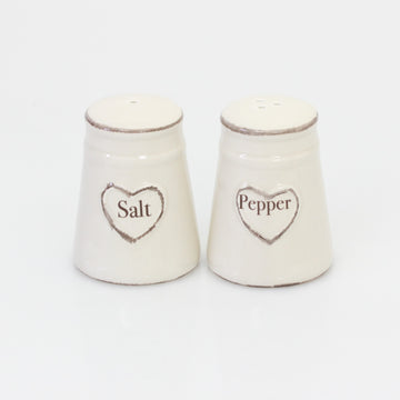 Heart Design Ceramic Cream Salt And Pepper Shaker