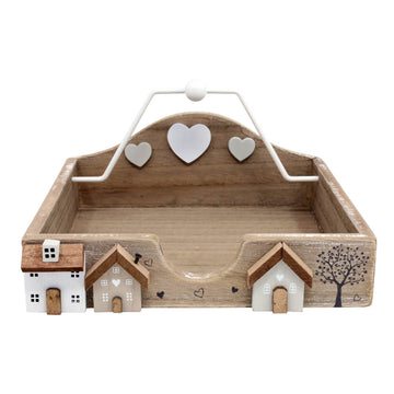 Napkin/Tissue Holder Organiser - Wooden Houses Design