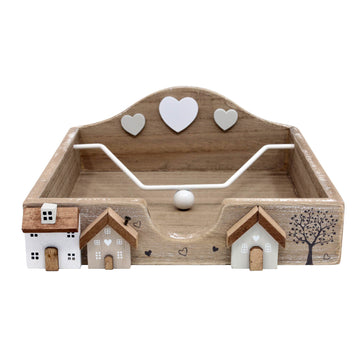 Napkin/Tissue Holder Organiser - Wooden Houses Design