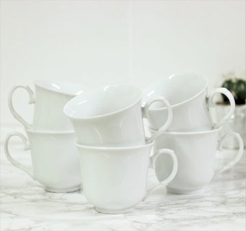 Set of White Porcelain Footed Tea Mugs Cups Set