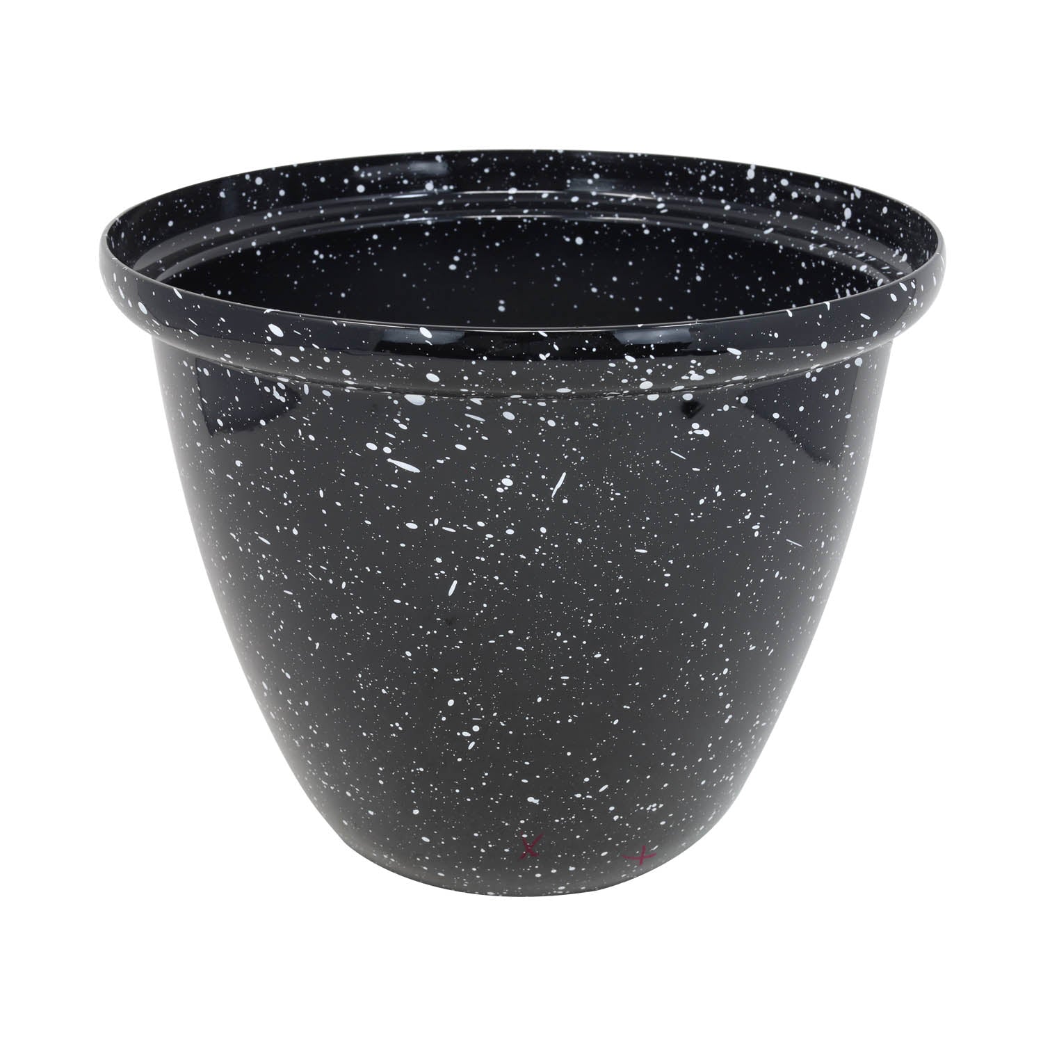 25cm Round Plastic Honey Pot Planter Black Gloss