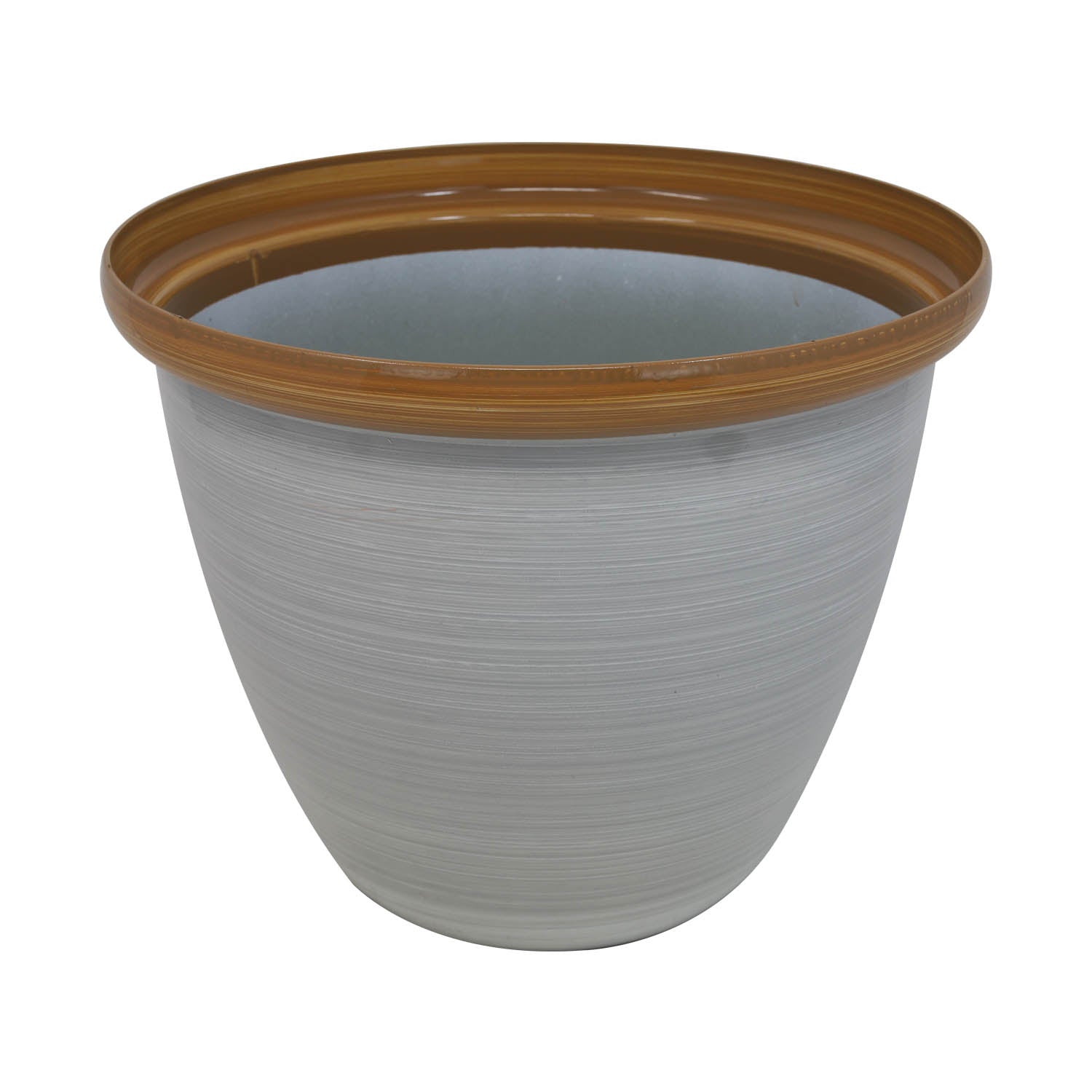 25cm Round Plastic Honey Pot Planter Beige Gloss