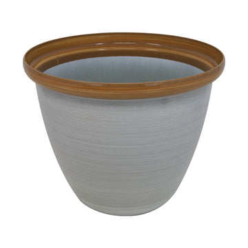 25cm Round Plastic Honey Pot Planter Beige Gloss