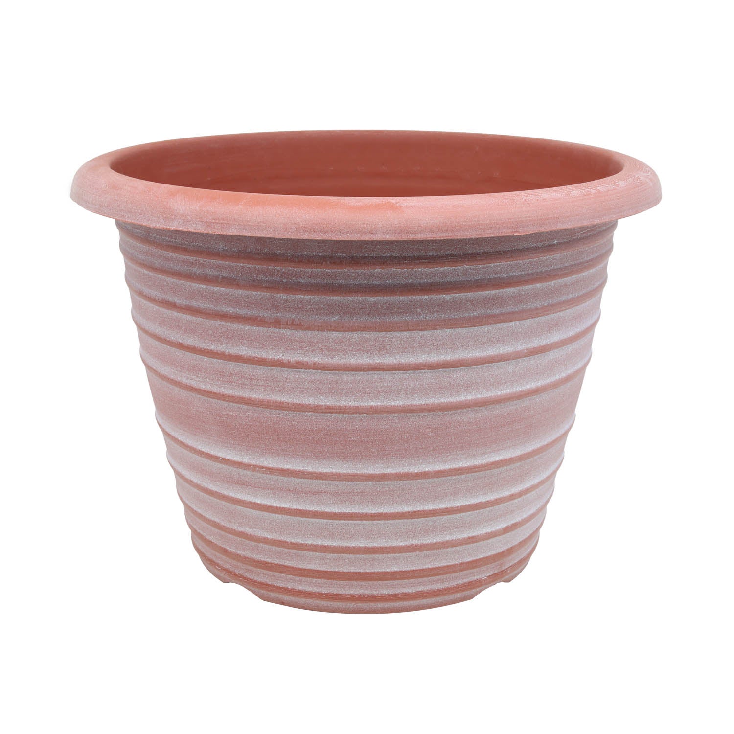 33cm Terracotta Olympia Stout Round Planter With White Wash