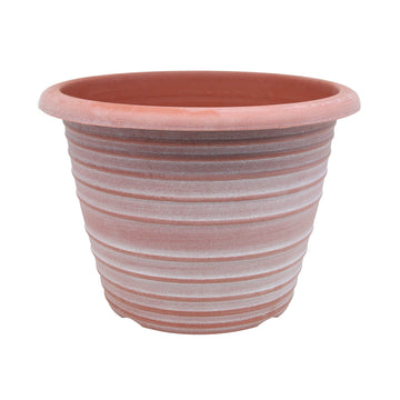 33cm Terracotta Olympia Stout Round Planter With White Wash