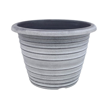 33cm Grey Olympia Stout Round Plastic Pot With White Wash