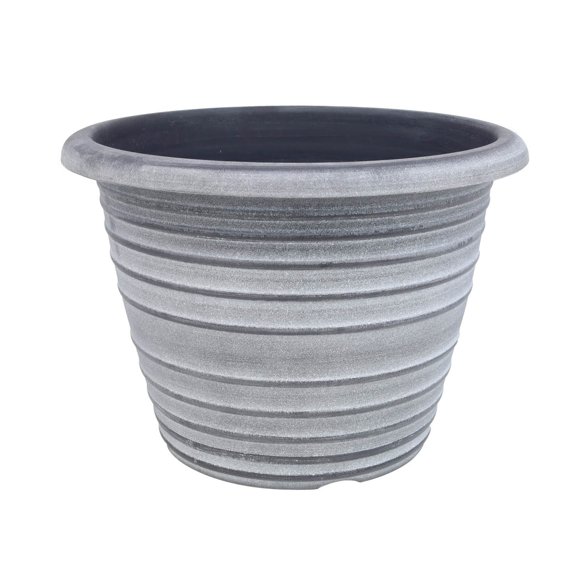 33cm Grey Olympia Stout Round Plastic Pot With White Wash