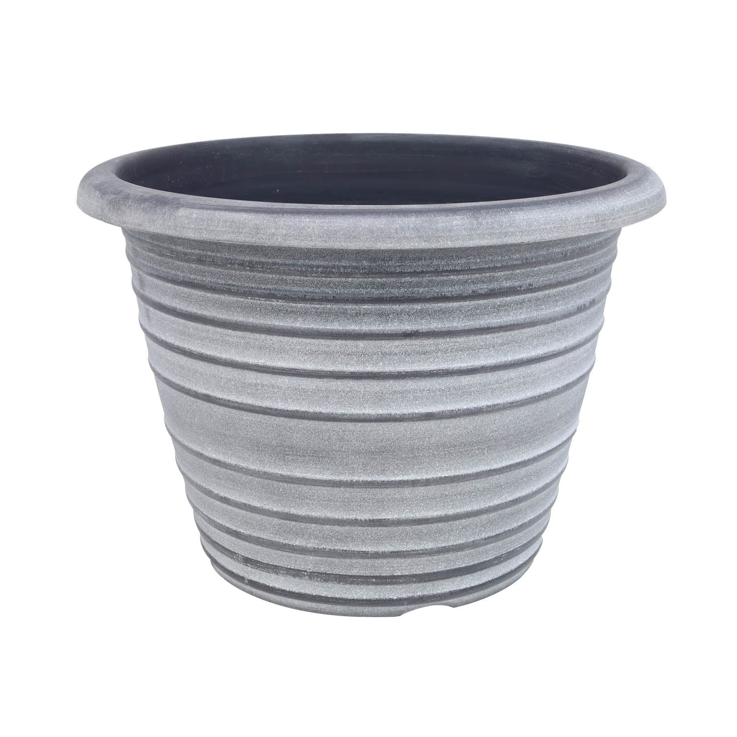33cm Grey Olympia Stout Round Plastic Pot With White Wash