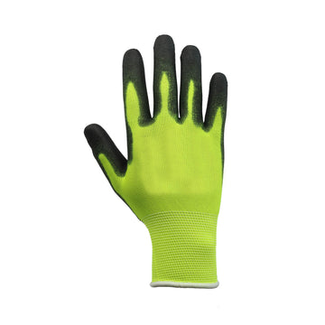 6Pcs Medium Size PU Palm Yellow/Black Safety Glove