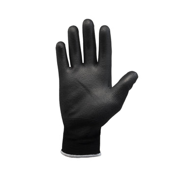 2Pairs XS Black Non-Slip PU Palm Coated Work Gloves