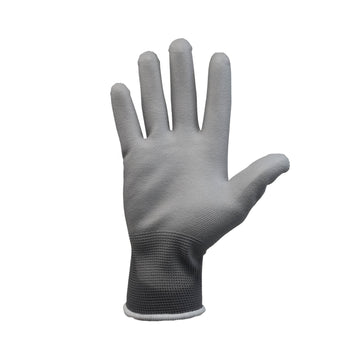 8Pairs XS Grey Non-Slip PU Palm Coated Work Gloves