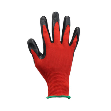 12Pcs Small Size Red/Black Nitrile Flexi Grip Work Gloves