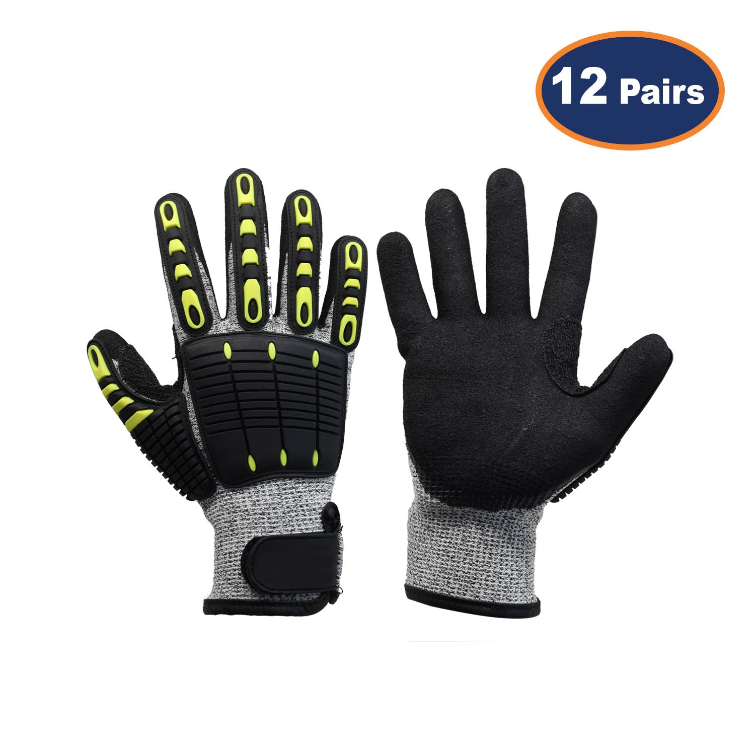 12Pcs XL Size Black Anti Impact Cut Resistant Work Glove