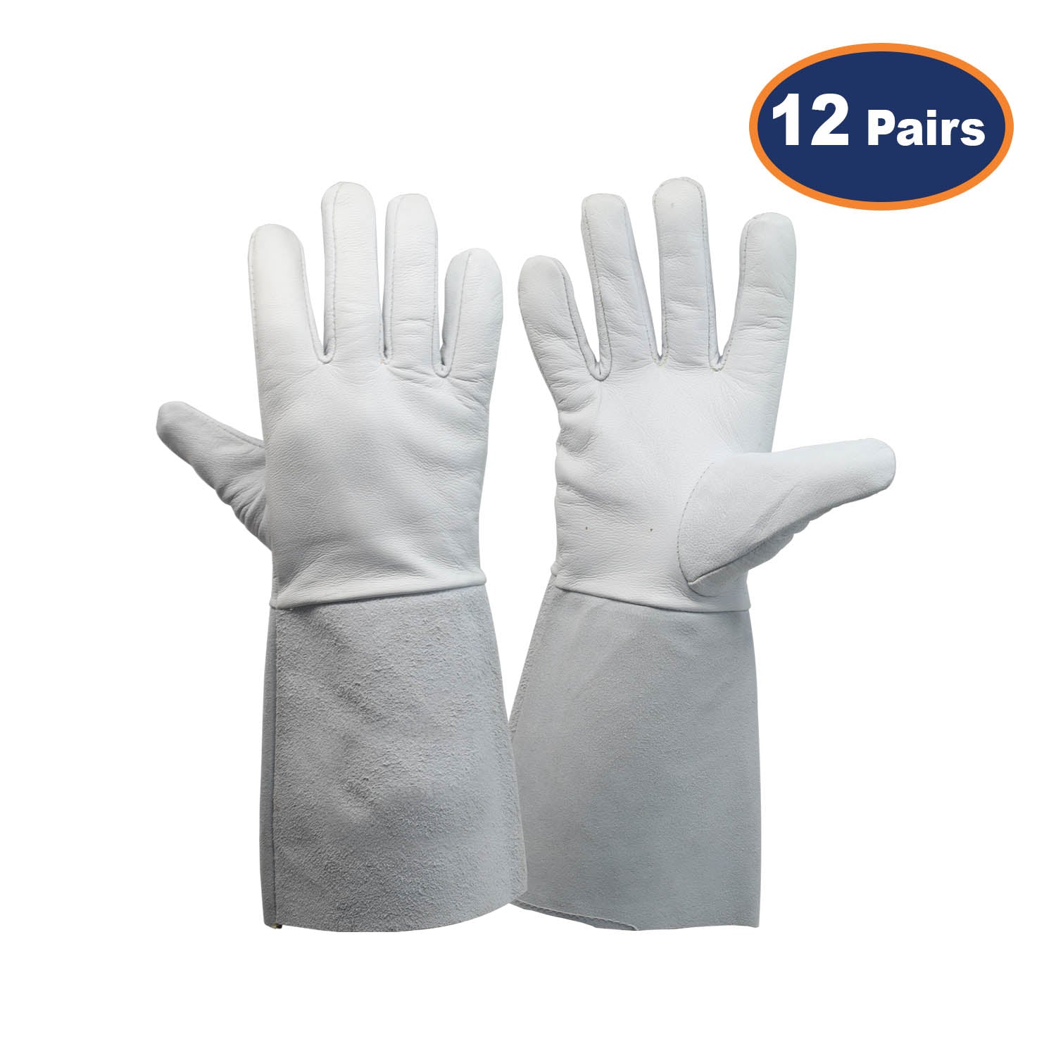 12Pairs Large Grey Premium Tig Welding Gauntlets