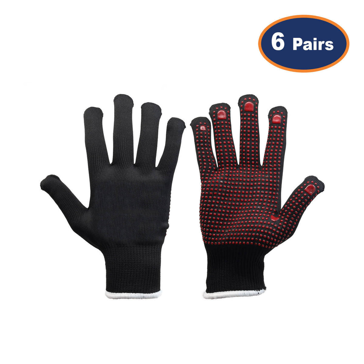 6Pcs Small Size Polka Dot Black/Red Work Gloves