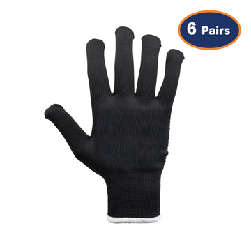 6Pcs X-Small Size Polka Dot Black/Red Work Gloves