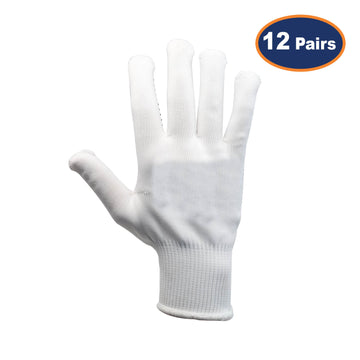 12Pcs XL Size Polka Dot White/Blue Work Gloves