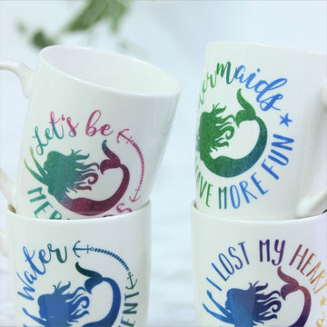 Set of 4 Mermaid Design Mugs