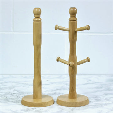 Wooden Towel Roll Holder &  Mug Tree Set