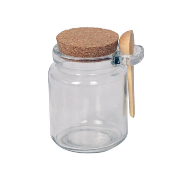Glass Storage Jar with Cork Top and Spoon