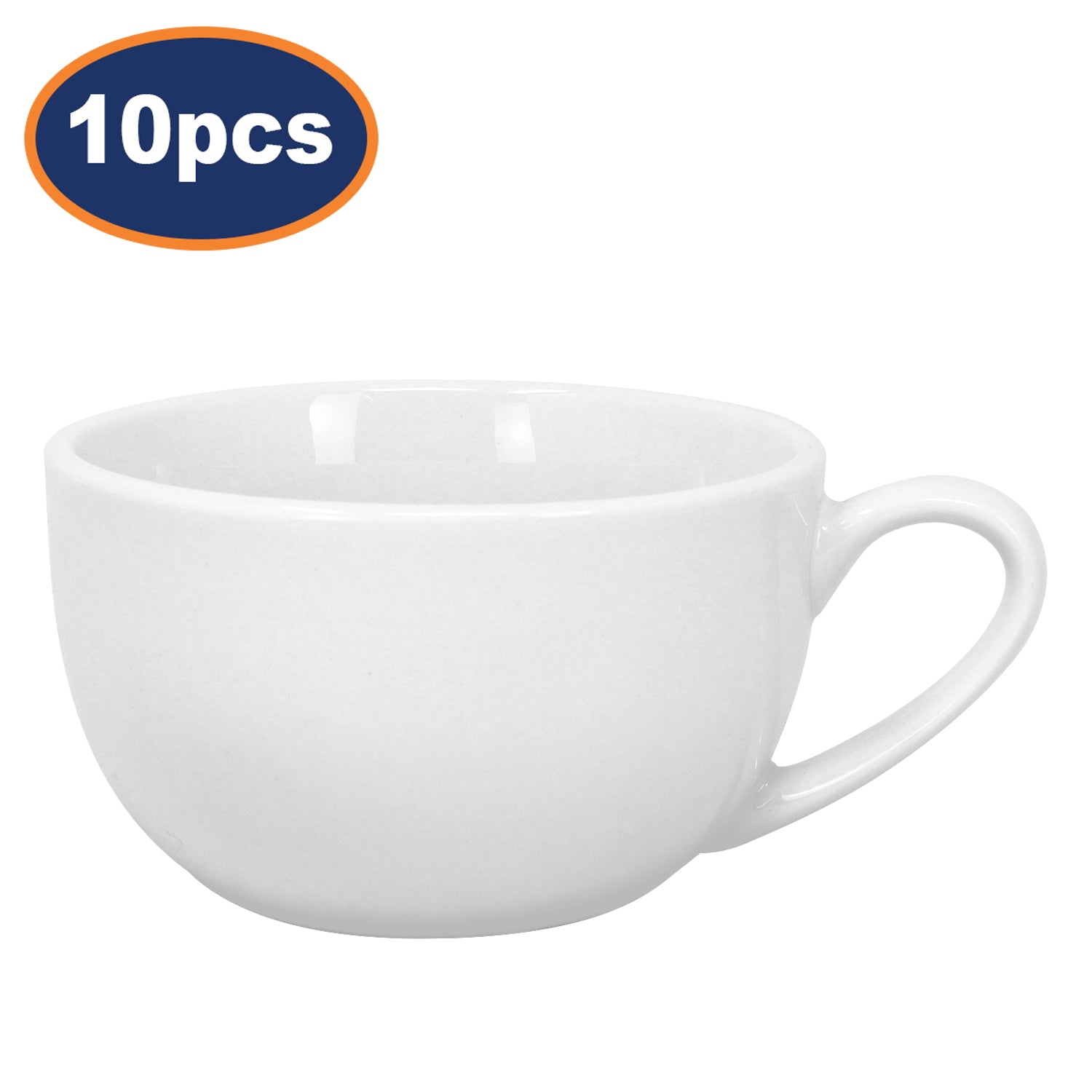 10Pcs 300ml White Porcelain Large Cappuccino Cups