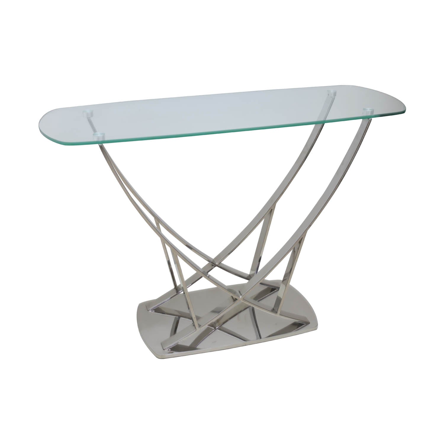 Stainless Steel Frame Clear Glass Console Table