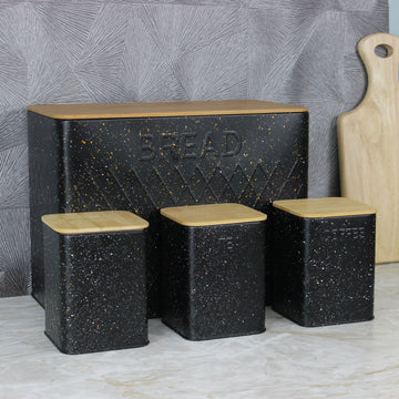 4Pcs Tea Coffee Sugar Bread Bin Metal Airtight Canisters