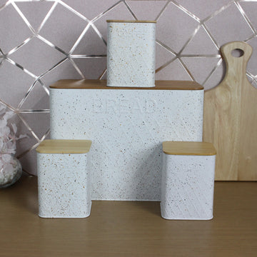 4Pcs Tea Coffee Sugar Bread Bin Metal Airtight Canisters