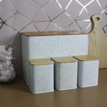 4Pcs Tea Coffee Sugar Bread Bin Metal Airtight Canisters