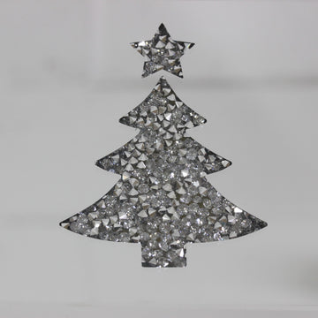 Silver Glass Placemats Set of 2 Christmas Tree