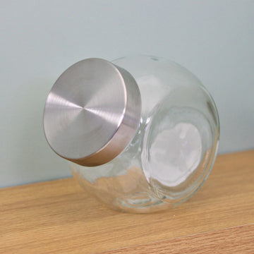 1.3L Glass Storage Tilt Cookie Jar Screw Lid