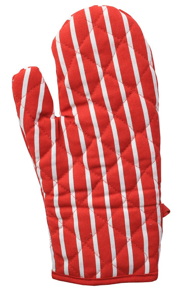 Butcher Stripe Single Oven Glove Mitt - Red
