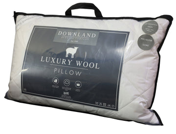 Luxury Wool Pillow with 100% Cotton 300TC Cover Medium Firm